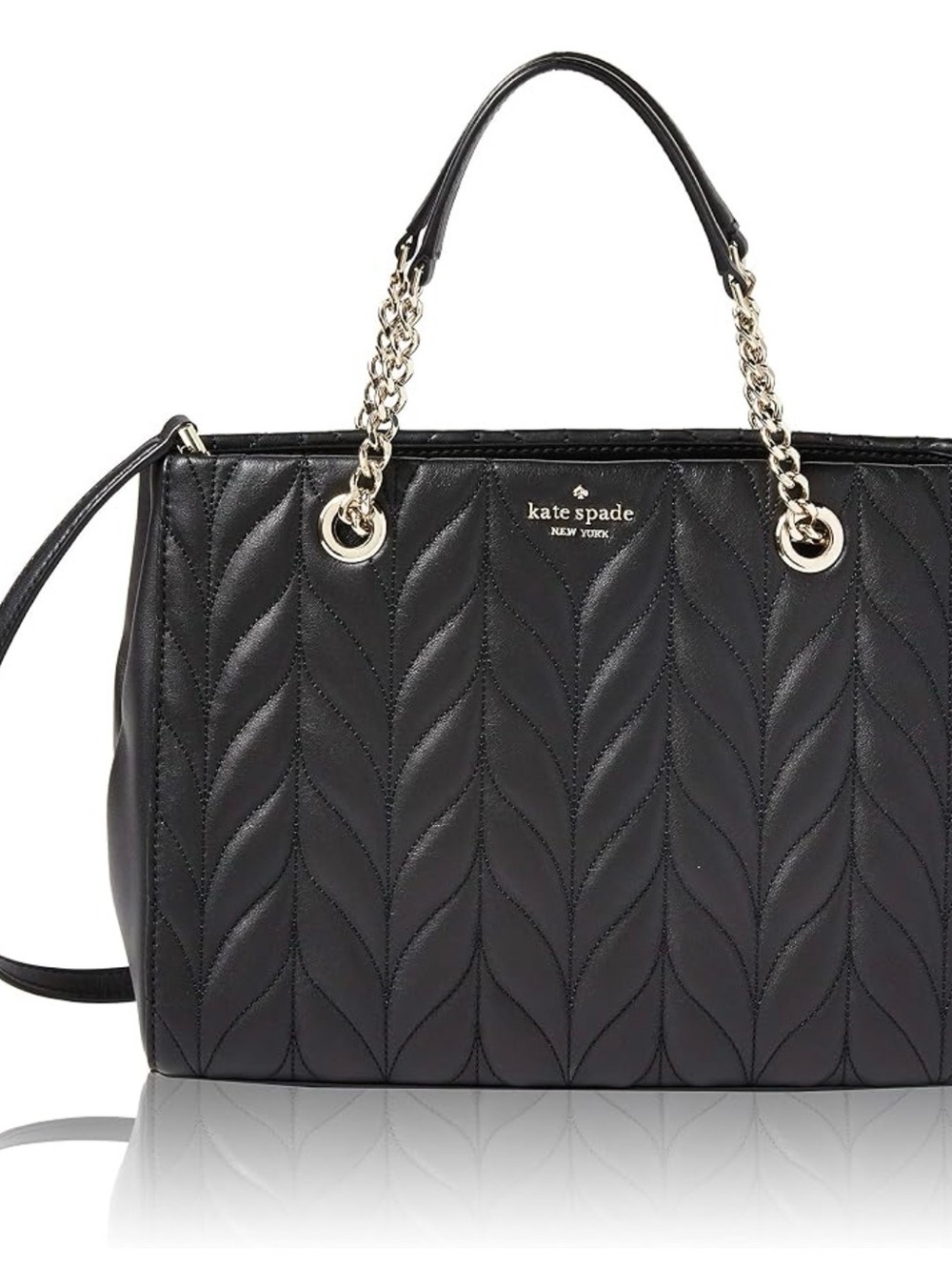 kate spade Black Quilted Leather Chain-Handle Tote Meena Like New crossbody